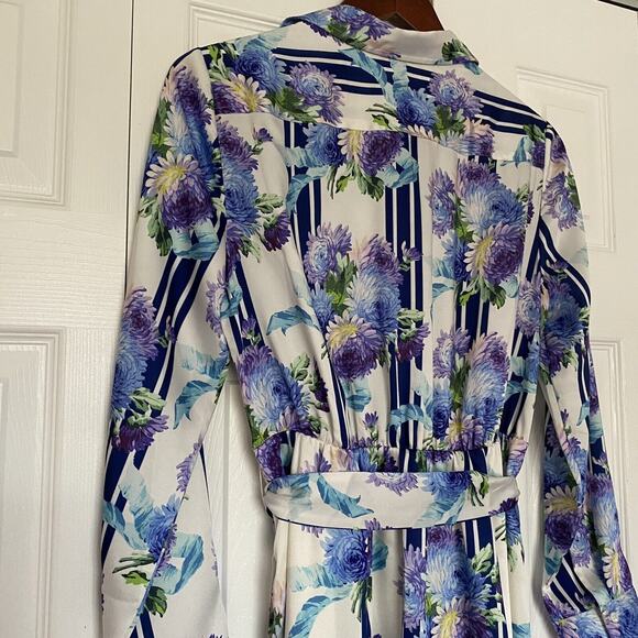 Women’s J Crew A Line Shirt Dress In Vintage Floral Stripe Size Medium - Picture 7 of 8